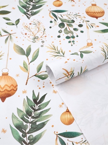 Упаковочная бумага глянцевая,  «Веточки зимы», 0,7*1 м, 1 шт.