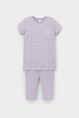 пижама  для девочки  К 1641/лепесток орхидеи,двойная клетка