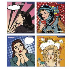 
          Тетрадь 36 л., А5, клетка, Alingar "Девушки ", скрепка, второй блок 60 г/м2, мелованный картон (эконом), 4 дизайна в пленке т/у