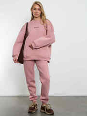 Свитшот женский оверсайз с начесом Розовая пудра
