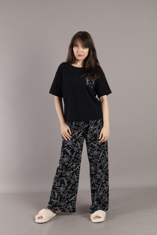 CWXW 50051-22K Пижама женская (футболка, брюки),черный