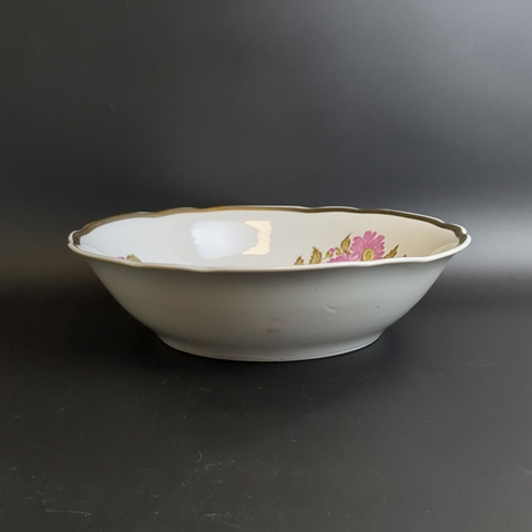 Блюдо салатник фарфоровый Дулево ФЗ, цветы, золочение, винтаж СССР 1968-1991 гг (80)