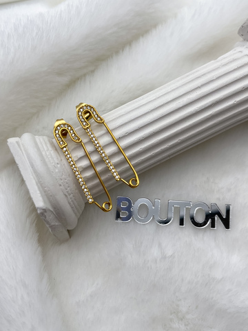 Серьги золотистые Гвоздики/Пусеты в форме 