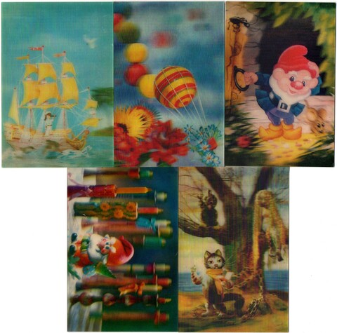 № 62 Набор из 5 переливных (стерео) Календариков . Мультфильмы СССР 1990 год