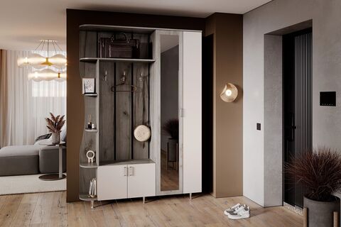 Прихожая Лика № 1 1,5 м (Кашемир, Дуб Крафт серый)