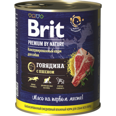 Brit Premium by Nature консервы для собак (говядина с пшеном) 850г