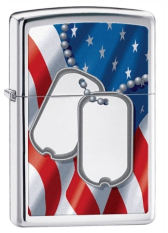 Зажигалка ZIPPO с покрытием High Polish Chrome, латунь/сталь, серебристый, 57x38x13 мм (Flag) Wenger-Victorinox.Ru