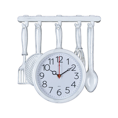 Часы настенные РУБИН  3234-002 столовые приборы 35х32,5 см, корпус белый с серебром  "Классика"