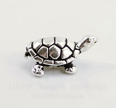 Бусина TierraCast "Черепашка" 15х12х5 мм (цвет-античное серебро)