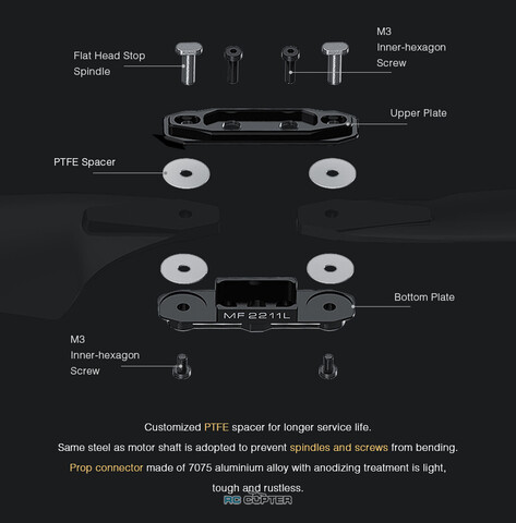 Пропеллер полимерный складной MF 2211 T-Motor (пара)