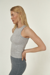 Топ Simple Ribbed Tank in White Hemp Grey