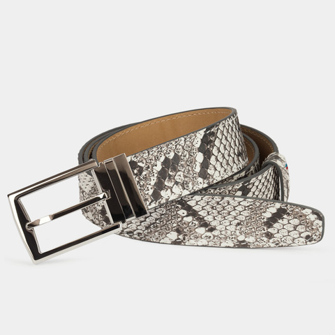 Мужской ремень из кожи питона 35 мм, натуральный цвет