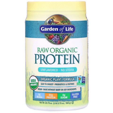 Garden of Life, Органический белок RAW, органическая растительная формула, без ароматизаторов, 560 г (19,75 унции)