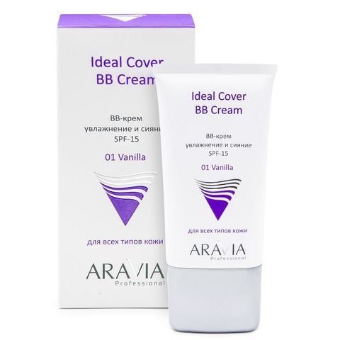 BB-крем увлажняющий SPF-15 Ideal Cover BB-Cream Vanilla 01, туба 50 мл, ARAVIA Professional