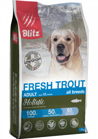 Blitz Holistic Fresh Trout собаки всех пород, сухой, форель (500 г)