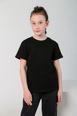 Фуфайка (футболка) для девочки Бэйсик-1 Виотекс ЧЁРНЫЙ