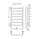 Полотенцесушитель электрический Terminus Стандарт П7 500x796, ТЭН HT-1 300W, левый/правый