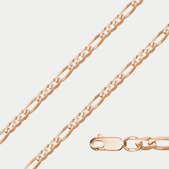 Цепь пустотелая без вставок плетения "Фигаро" из розового золота 585 пробы (арт. НЦ 12-014ПГ 0.60)