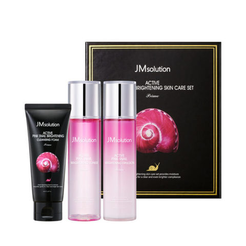 JMsolution Active Pink Snail Brightening Skin Care Set Prime бьюти - набор для сияния кожи с муцином улитки