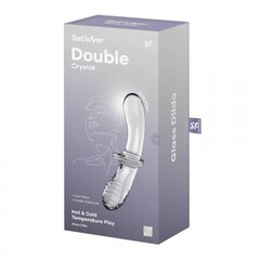 Стеклянный фаллоимитатор Satisfyer Double Crystal (20×5,5 см) прозрачный