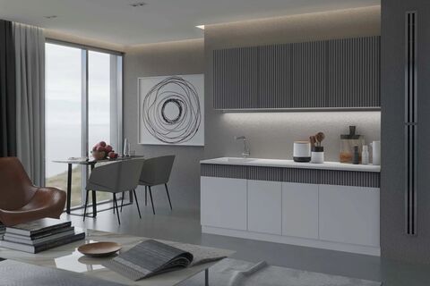 Кухня Оливия 2.0 м белый снег софт / графит софт