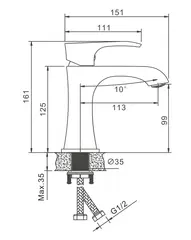 Смеситель для раковины BELZ B10507 латунь, хром