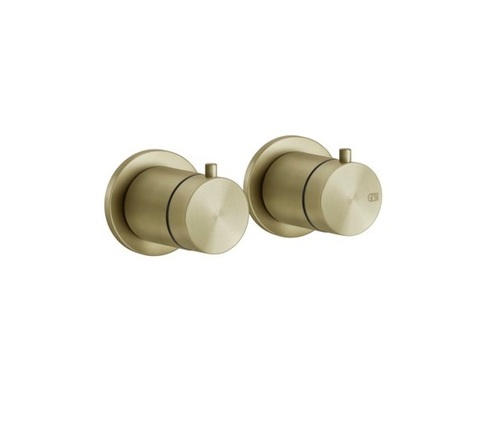 Gessi 316 54232#727 SHOWER Термостат для душа на 1 выход, две розетки, внешняя часть, Brushed Brass