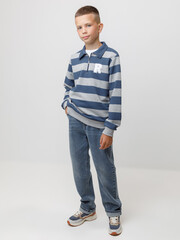 джемпер  для мальчика  КР 302795/серый меланж,синий,полоска к618