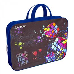 
          Папка с ручками 1 отделение, А4 260х340х80 мм, Alingar, ПВХ, ручки тесьма, дизайн с одной стороны, молния сверху, внутр. карман, "Кубики"