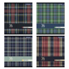 
          Тетрадь 36 л., А5, клетка, Alingar "Scotish cage.new style", скрепка, второй блок 60г/м2, мелованный картон (стандарт), 4 дизайна в пленке т/у