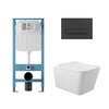 Aqueduto AQDS369T AQD комплект: TECNICA Novo Система инсталляции для подвесного унитаза, RETANGULO Панель смыва, черный матовый, MACIO Tornado Унитаз подвесной 520*370 безободковый, Tornado, сиденье с микролифтом, белый глянцевый