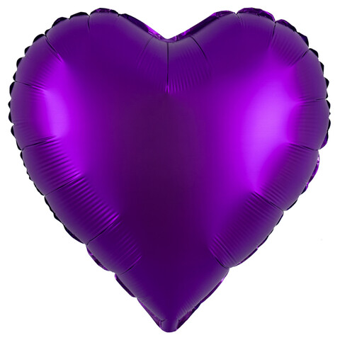 Шар сердце, фиолетовый, 45 см