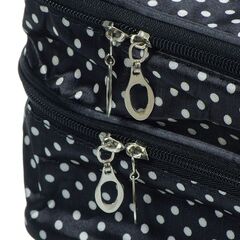 Косметичка 13.5х11.5х20 см, сундучок, 2 отделения, Горошек, Y9-168, прямоуг, молния, чер
