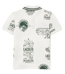 Детская теннисная футболка Lacoste Graphic Print Cotton Polo - white/dark green
