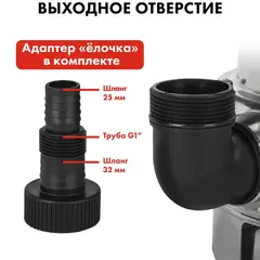 Дренажный насос QUATTRO ELEMENTI Drenaggio 1100 F Inox (1100 Вт, 19000 л/ч, для грязной, 9 м, 7,5кг, нерж.сталь корпуса) (770-742)