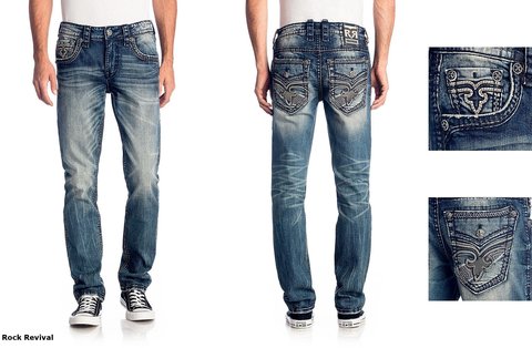Rock Revival | Джинсы мужские CRESDENT A200 ALT STRAIGHT TJ3551A200 перед и сзади