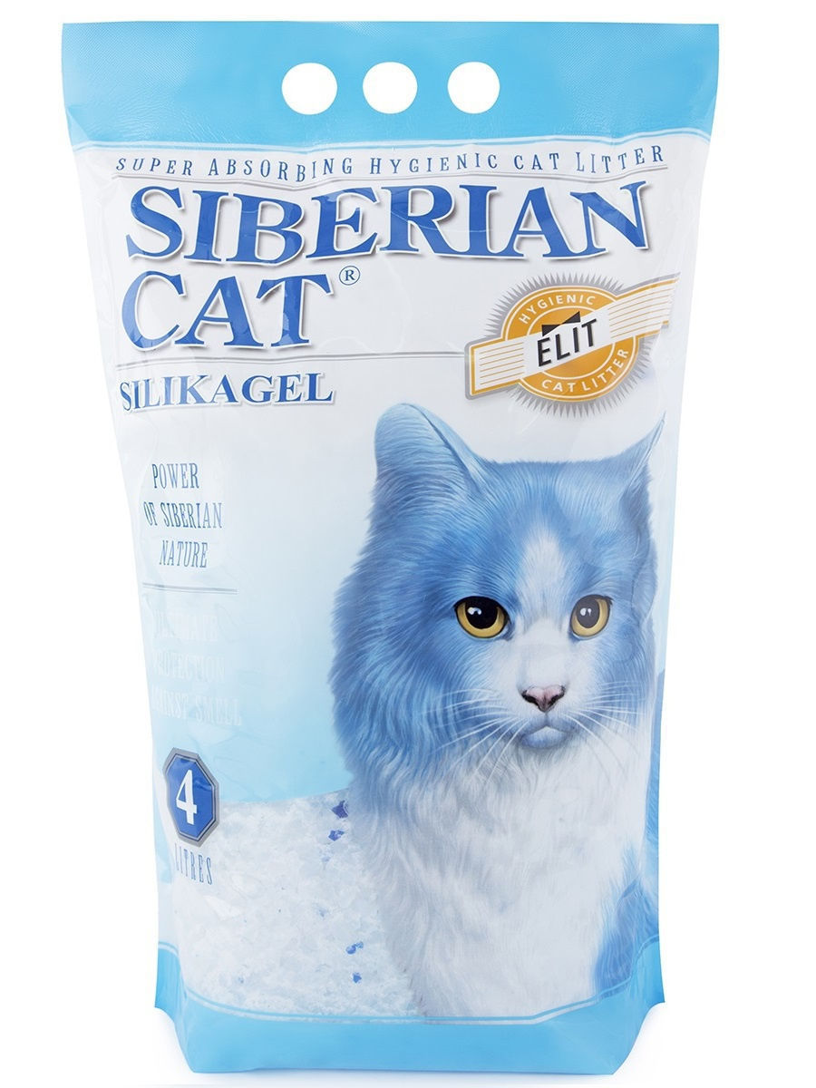 Сибирская кошка Элита наполнитель силикагель, синие гранулы 4л –  .