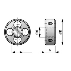 Плашка М22х2,5 DINEN22568 HSS 6e 55х22мм Bucovice(CzTool) 239220BT