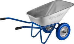 ЗУБР ПТ-300, 110 л, 240 кг, двухколесная, полиуретановые колеса, строительная тачка, Профессионал (39911)