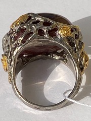 Габби-турмалин (серебряное кольцо с позолотой)