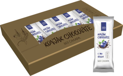 Шоколад без сахара KONJAK CHOCOLATE Черничный, кор. 10 шт.