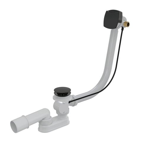 Alcaplast A564BLACK-120 Сифон для ванны автомат с напуском воды через перелив, черный-мат