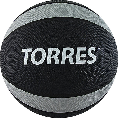 Медбол TORRES 7 кг, арт.AL00227, резина, диаметр 23,8 см, черно-серо-белый