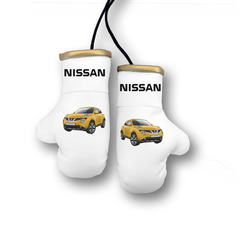 Перчатки боксерские комбинированные "Nissan авто", белые с золотым