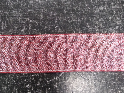 Капроновая лента красная с люрексом 2,5см (1м)