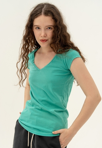 Футболка Bowery NYC V-Neck Spray Emerald