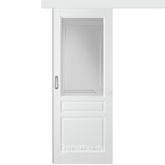 Купить Межкомнатная одностворчатая дверь купе эмаль VFD Stockholm Polar белая остеклённая