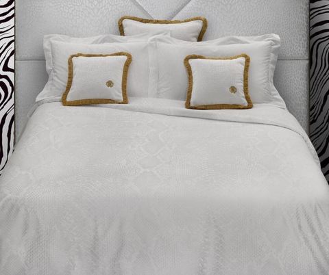 Постельное белье 2 спальное евро Roberto Cavalli White Python 001 Bianco