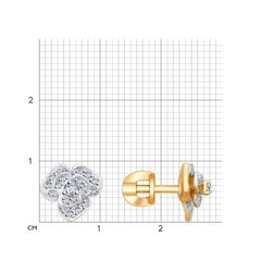 1021191 - Серьги-пусеты в форме Розы из золота с бриллиантами