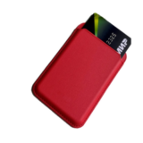 Кожаный чехол для пластиковых карт магнитный (MagSafe) / Картхолдер - кошелек для iPhone 12, 13 серии Leather Wallet (Красный)